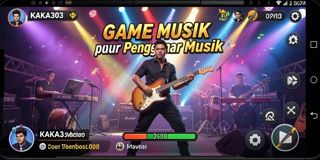 Screenshot utama KAKA303 menampilkan gameplay seru dengan irama musik.