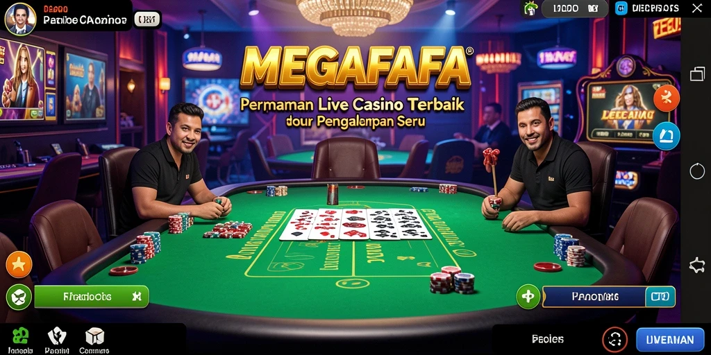 Screenshot menunjukkan dealer langsung berinteraksi dengan pemain di MEGAFAFA.