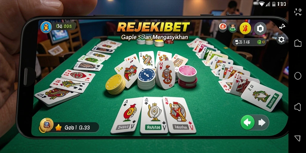 Tampilan mengasyikkan dari gameplay Gaple di REJEKIBET.